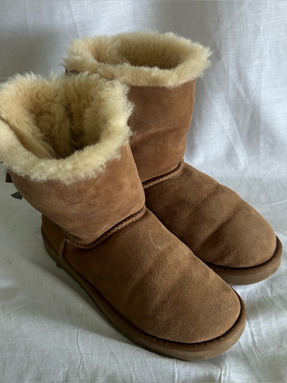 UGG Bailey Bow II Shimmer Edition Boots - Chestnut (Excellent Condition) Size 7